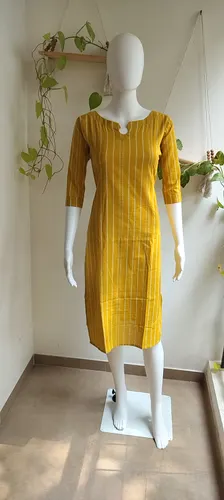 Pure Cotton Yellow Kurti